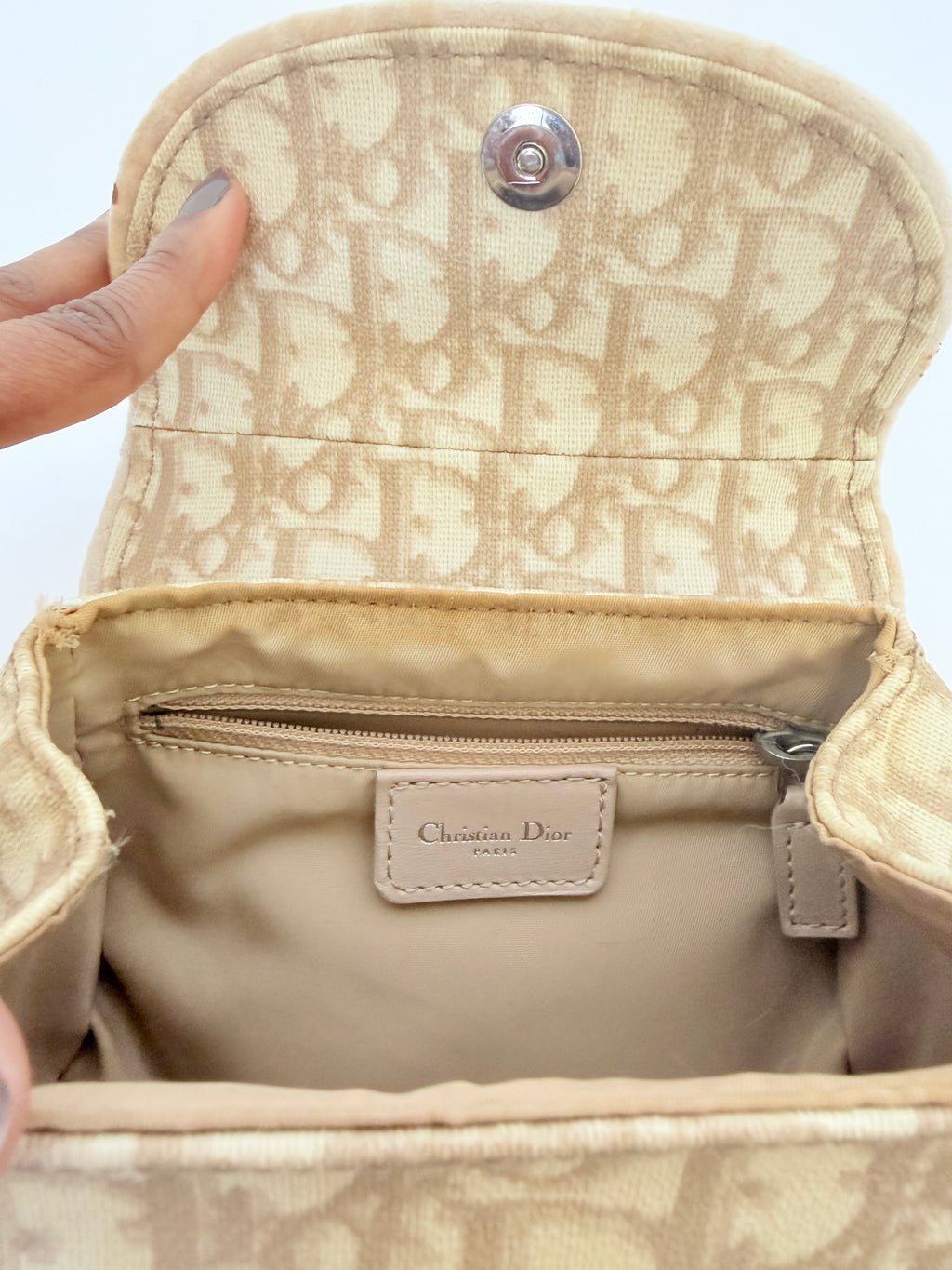 Christian Dior Trotter Romantic Monogram Bag in Beige Small