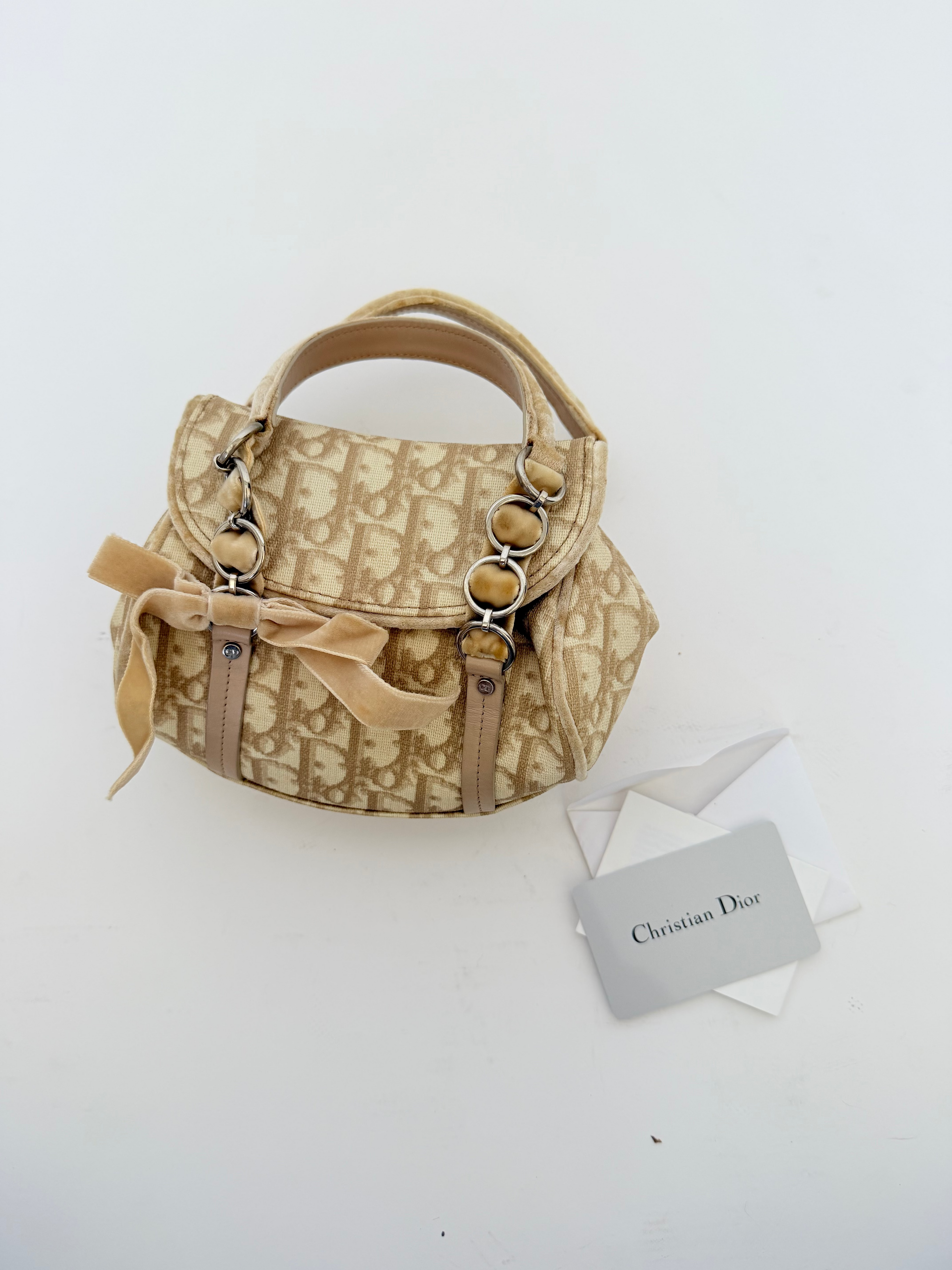 Christian Dior Trotter Romantic Monogram Bag in Beige Small