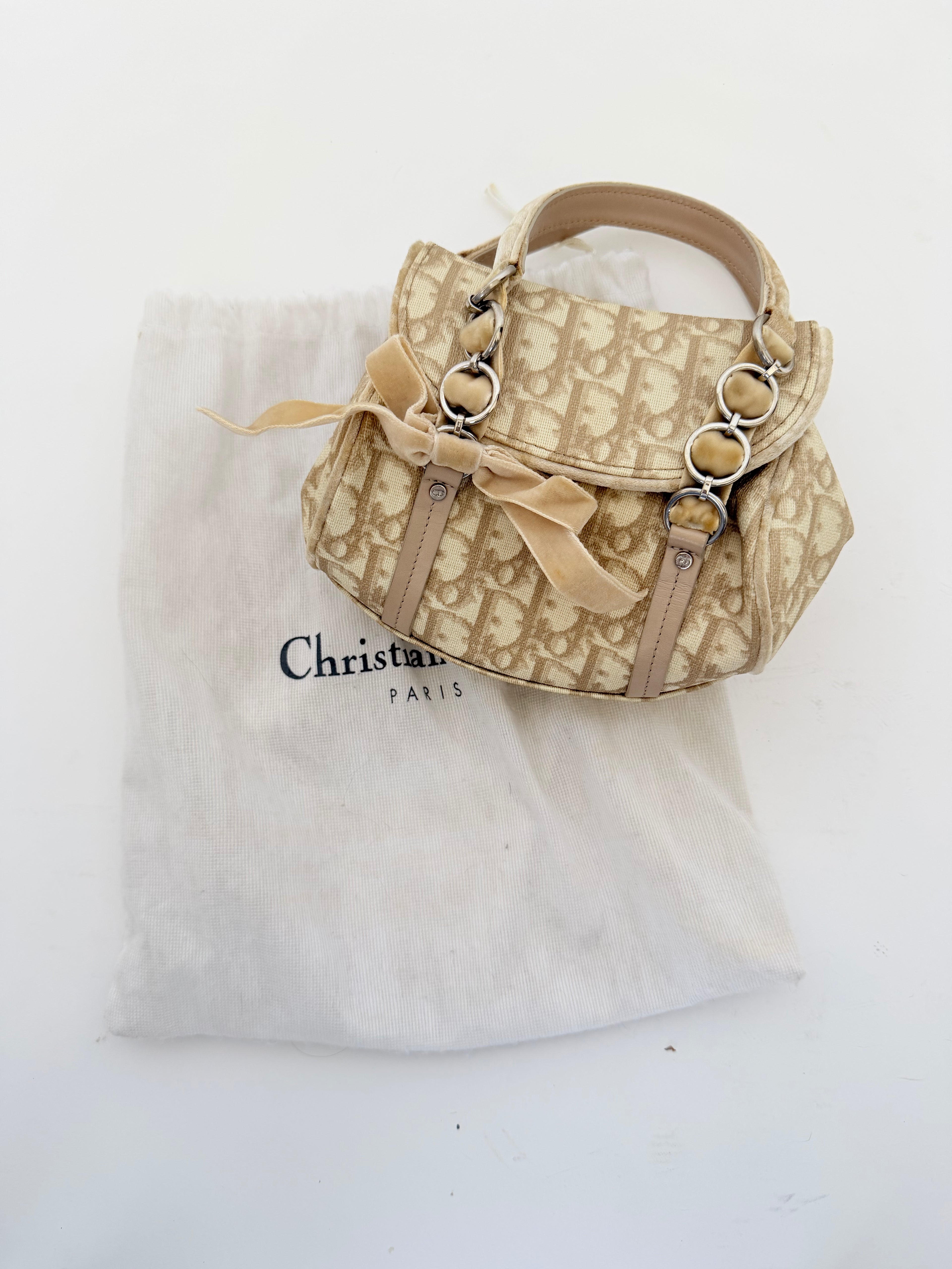 Christian Dior Trotter Romantic Monogram Bag in Beige Small