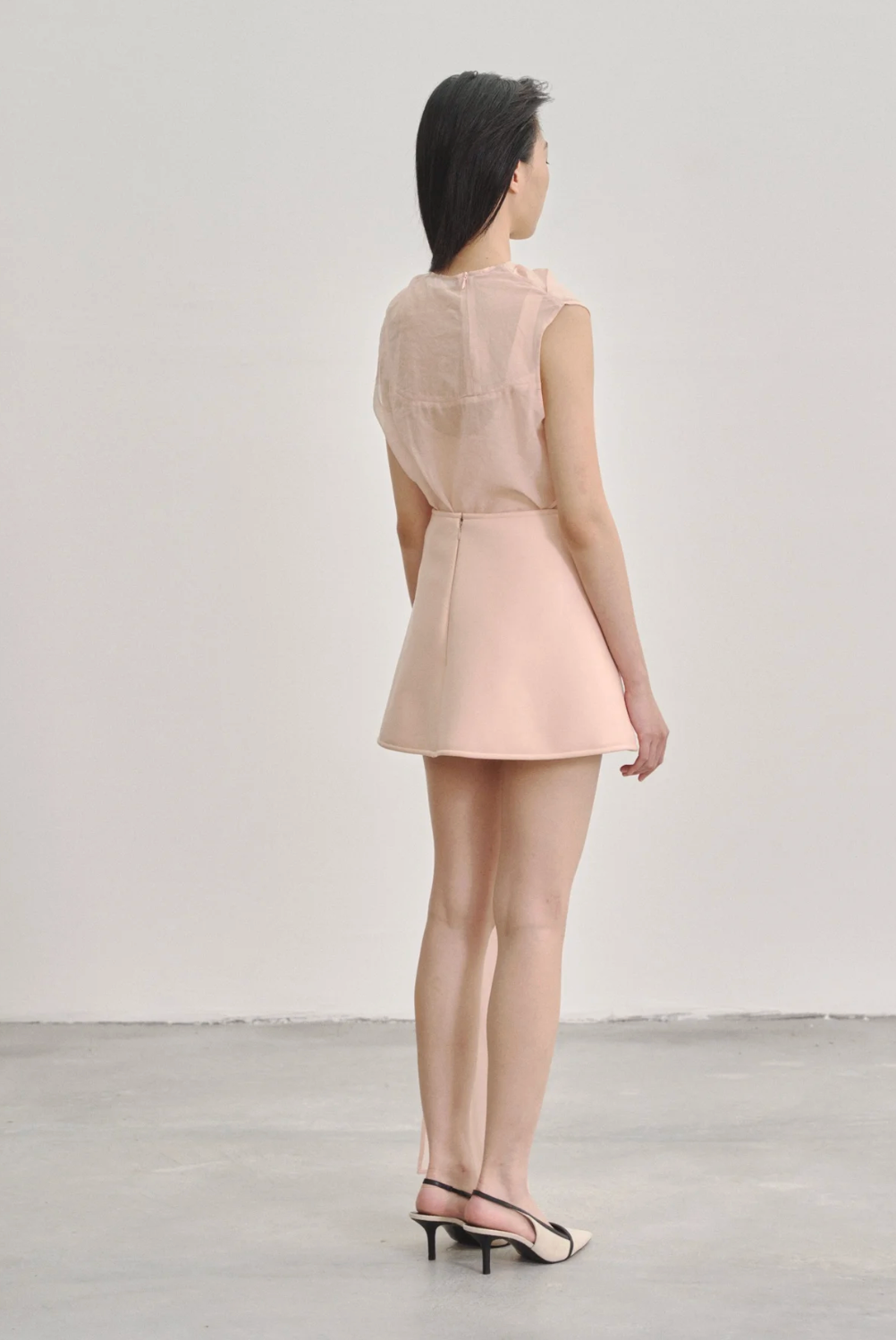 WEI HAO YONG Pale Pink 'Twisted Knot' Tunic with Long Shawl