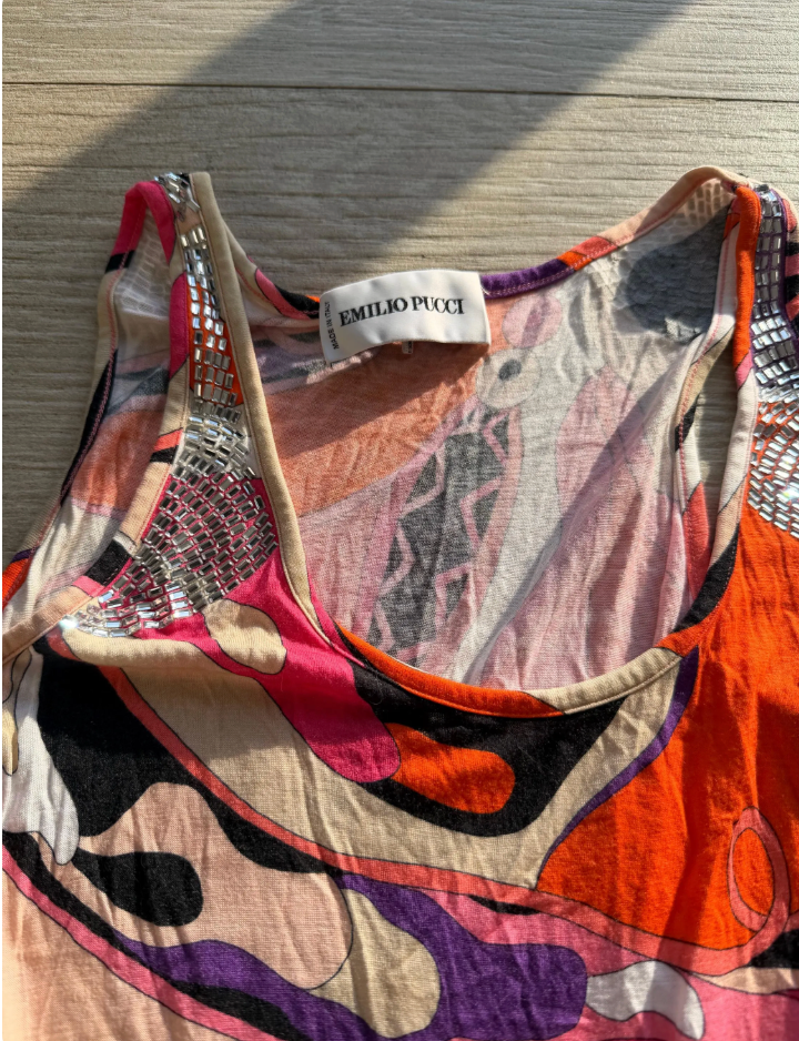 Emilio Pucci Stretch Jersey Dress in Multicolor Swirls